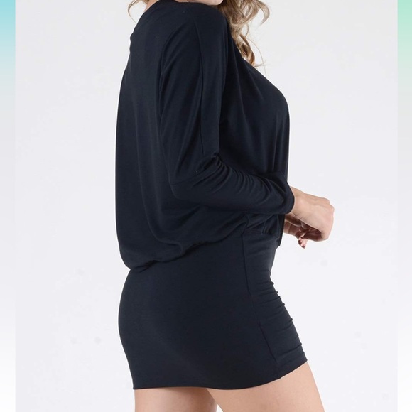 NWT Medium Yelete Women's Sexy Long Sleeve Round Neck Bodycon Skirt Mini Dress - Picture 2 of 13